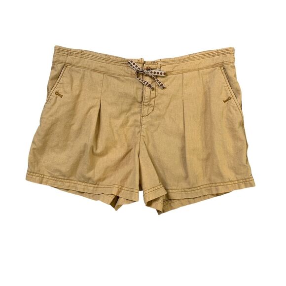 Hei Hei Shorts Women 6 Curry Linen Blend Pleated Pocket Drawstring Anthropologie - Picture 1 of 11